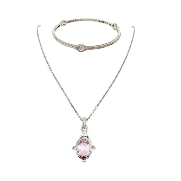 JUDITH RIPKA SS Pendant Necklace & Crystal Station Bracelet